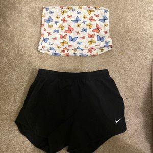 Cute Athletic shorts with tube top